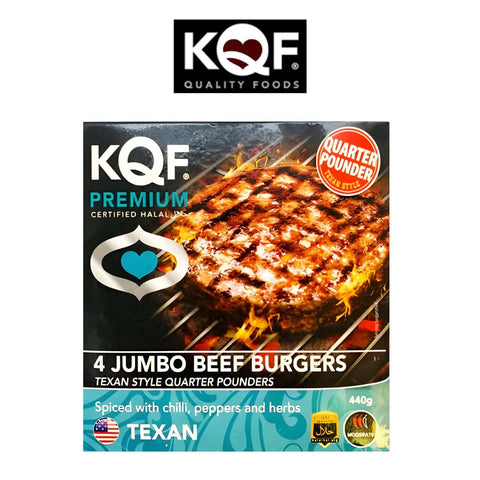 Worldwide Foods KQF 4 Halal Jumbo Beef Burgers with Texan Style