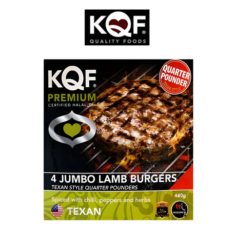 Worldwide Foods KQF 4 Jumbo Lamb Burgers with Texan Spice - Halal