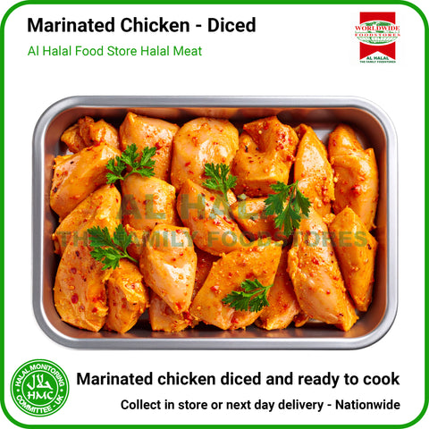 Marinade Chicken Breast Diced - HMC Worldwide Foods Halal Poultry