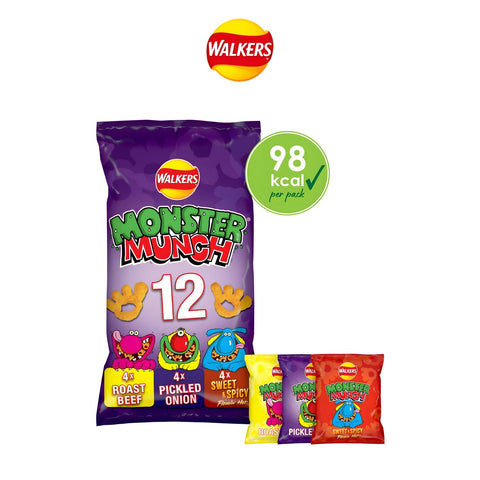 Walkers Monster Munch Variety Multipack Crisps Snacks 12x20g)